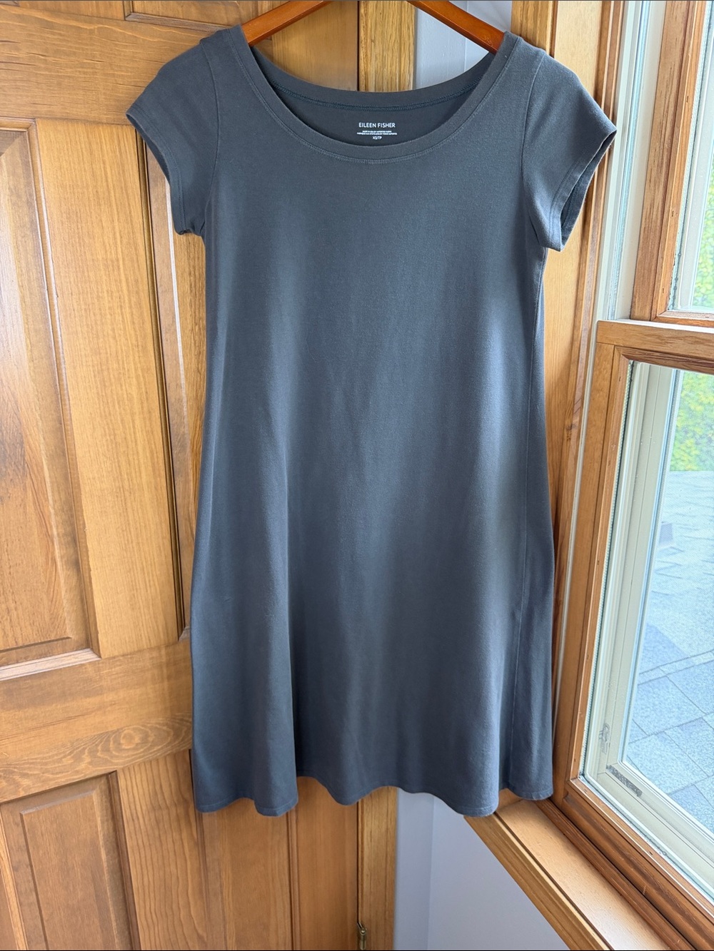Eileen Fisher Organic Cotton Ballet Neck T-Shirt Dress – Gray – Size XS/P